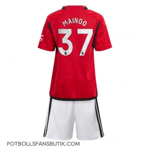 Manchester United Kobbie Mainoo #37 Replika Hemmatröja Barn 2023-24 Kortärmad (+ Korta byxor)